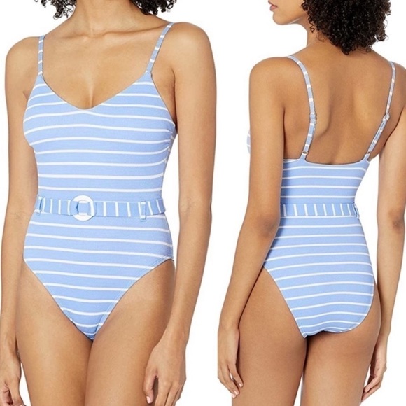 Splendid Atmospheric Belted One Piece Swimsuit Bathing Suit Sz Medium Blue NWT - Picture 6 of 9